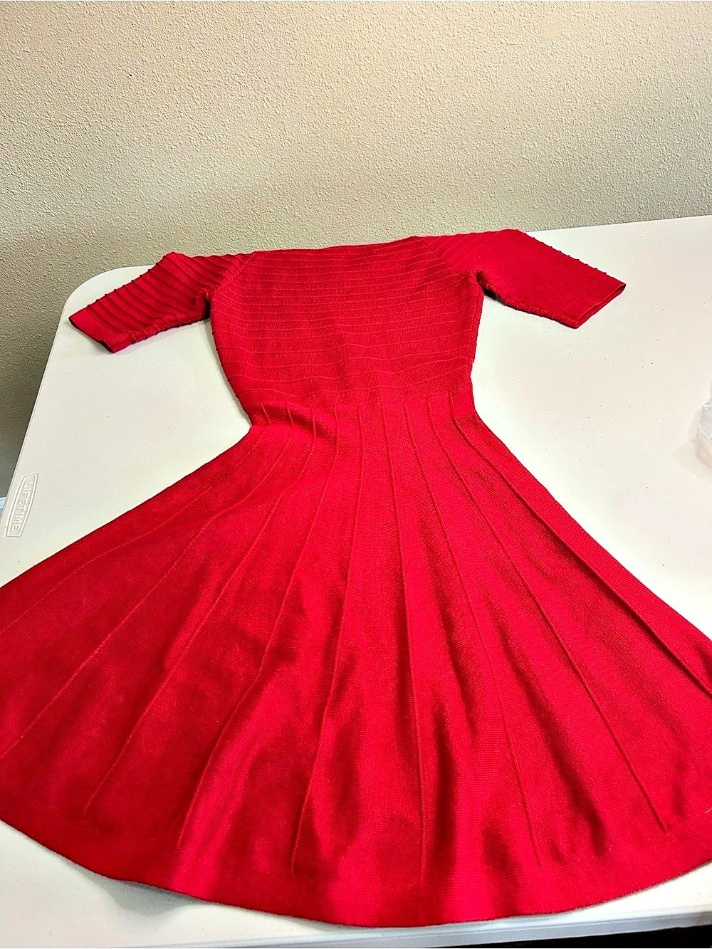 Candie's Ribbed Fit & Flare Midi Dress Red XS